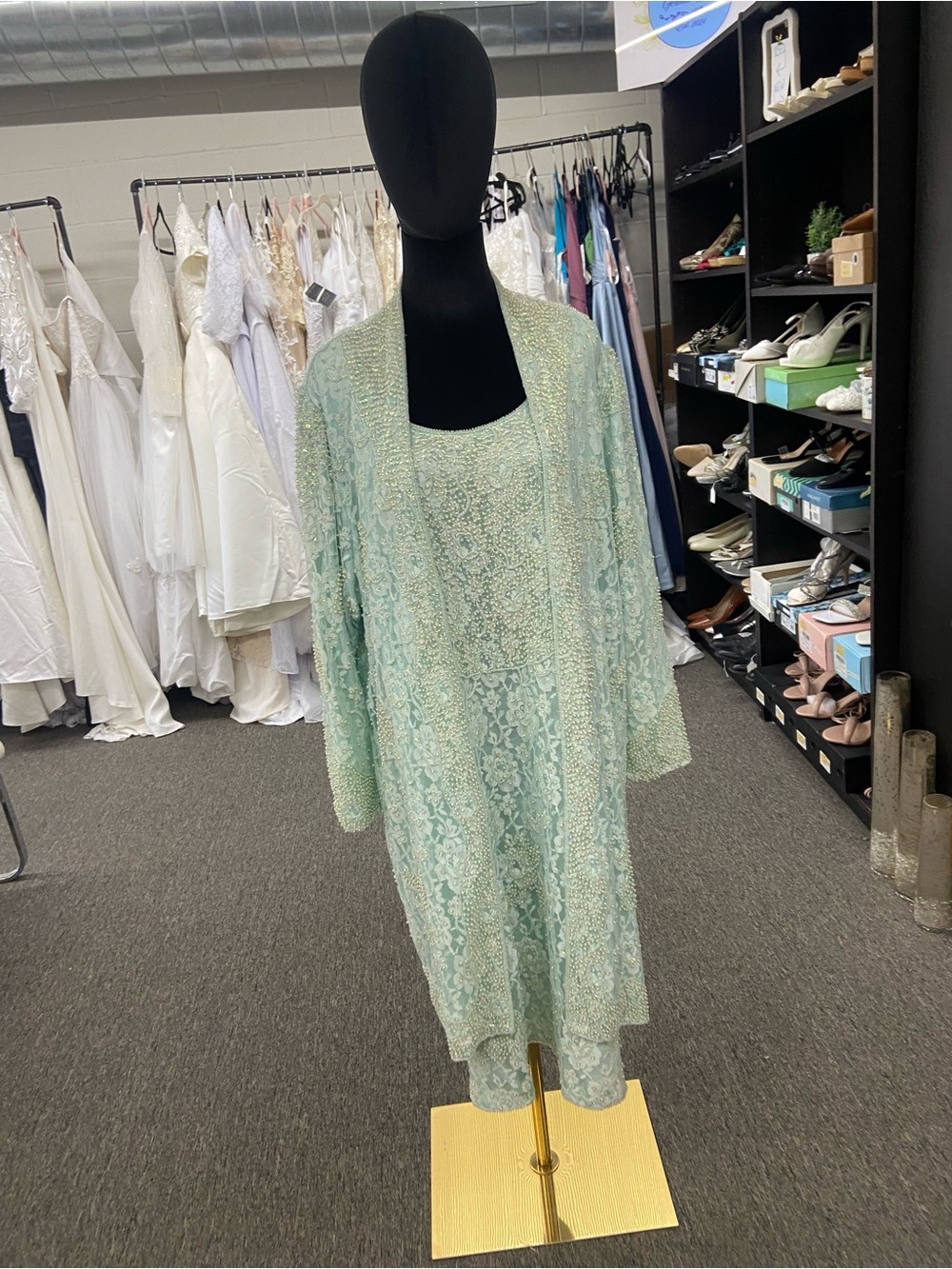 Sax Fifth Avenue Mint Lace Two-Piece Dress Set